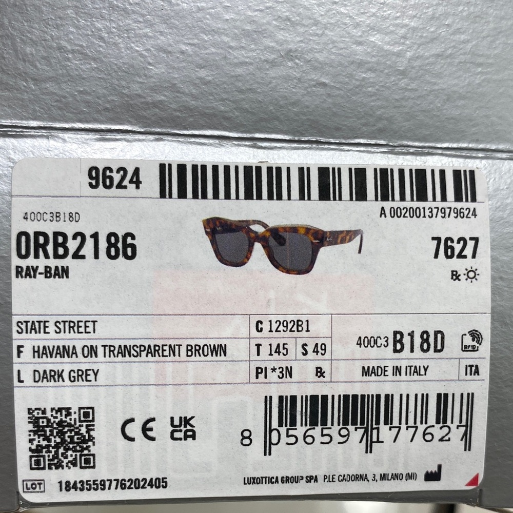 Ray-Ban State Street Polished Havana On Transparent Brown - Picture 3 of 3